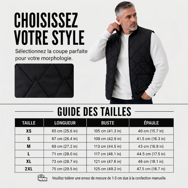 Gilet matelassé diamanté thermique d'hiver pour homme