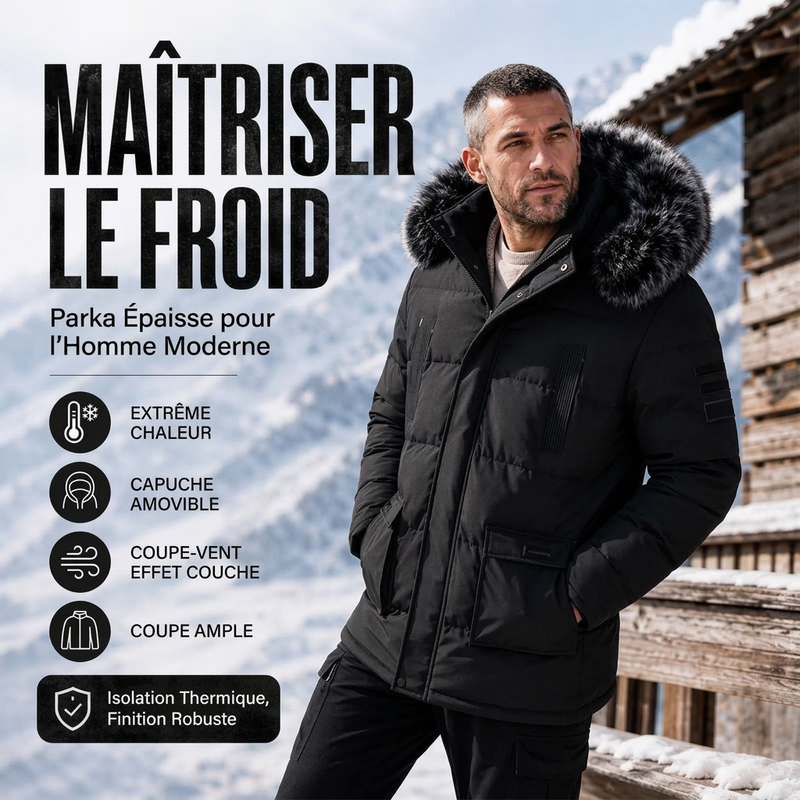 Veste d'hiver mi-longue pour homme, coupe-vent et thermique