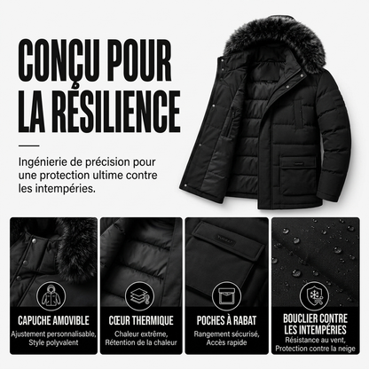 Veste d'hiver mi-longue pour homme, coupe-vent et thermique