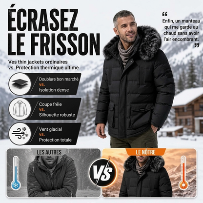 Veste d'hiver mi-longue pour homme, coupe-vent et thermique