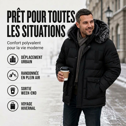 Veste d'hiver mi-longue pour homme, coupe-vent et thermique