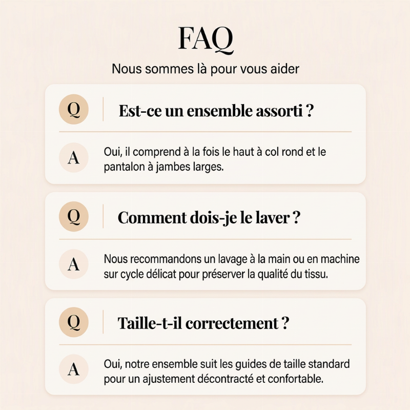 Ensemble décontracté femme : haut col rond et pantalon imprimé
