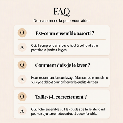 Ensemble décontracté femme : haut col rond et pantalon imprimé