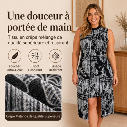 Robe femme élégante sans manches, effet deux pièces