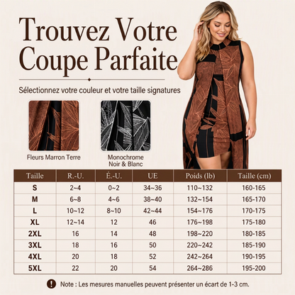 Robe femme élégante sans manches, effet deux pièces