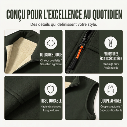 Gilet d'hiver unisexe doublé peluche et chaud