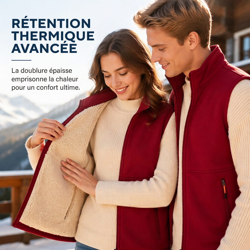 Gilet d'hiver unisexe doublé peluche et chaud