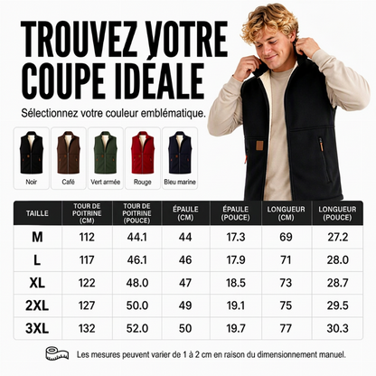 Gilet d'hiver unisexe doublé peluche et chaud