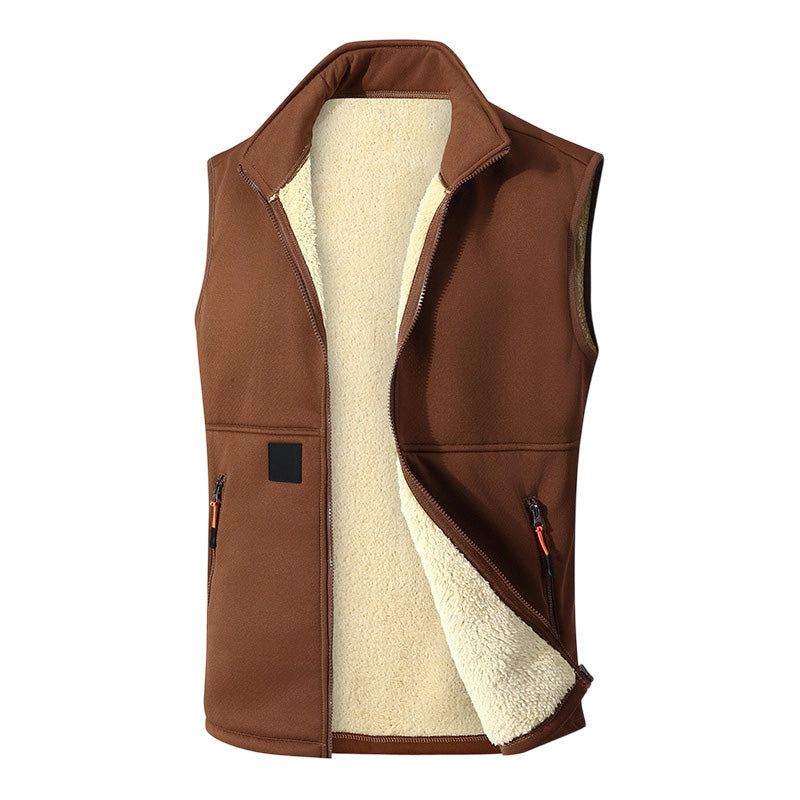 Gilet d'hiver unisexe doublé peluche et chaud