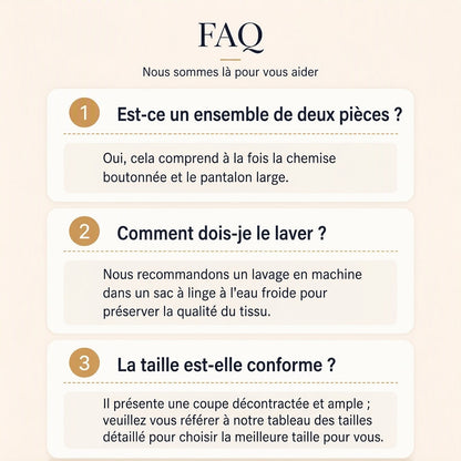 Ensemble pour femme composé d'une chemise rayée allongée et d'un pantalon à jambe large