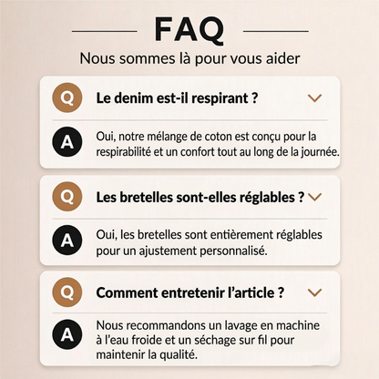 Salopette en denim à larges jambes pour femme avec poches