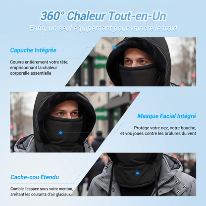 Bonnet thermique épaissi doublé de peluche avec masque facial