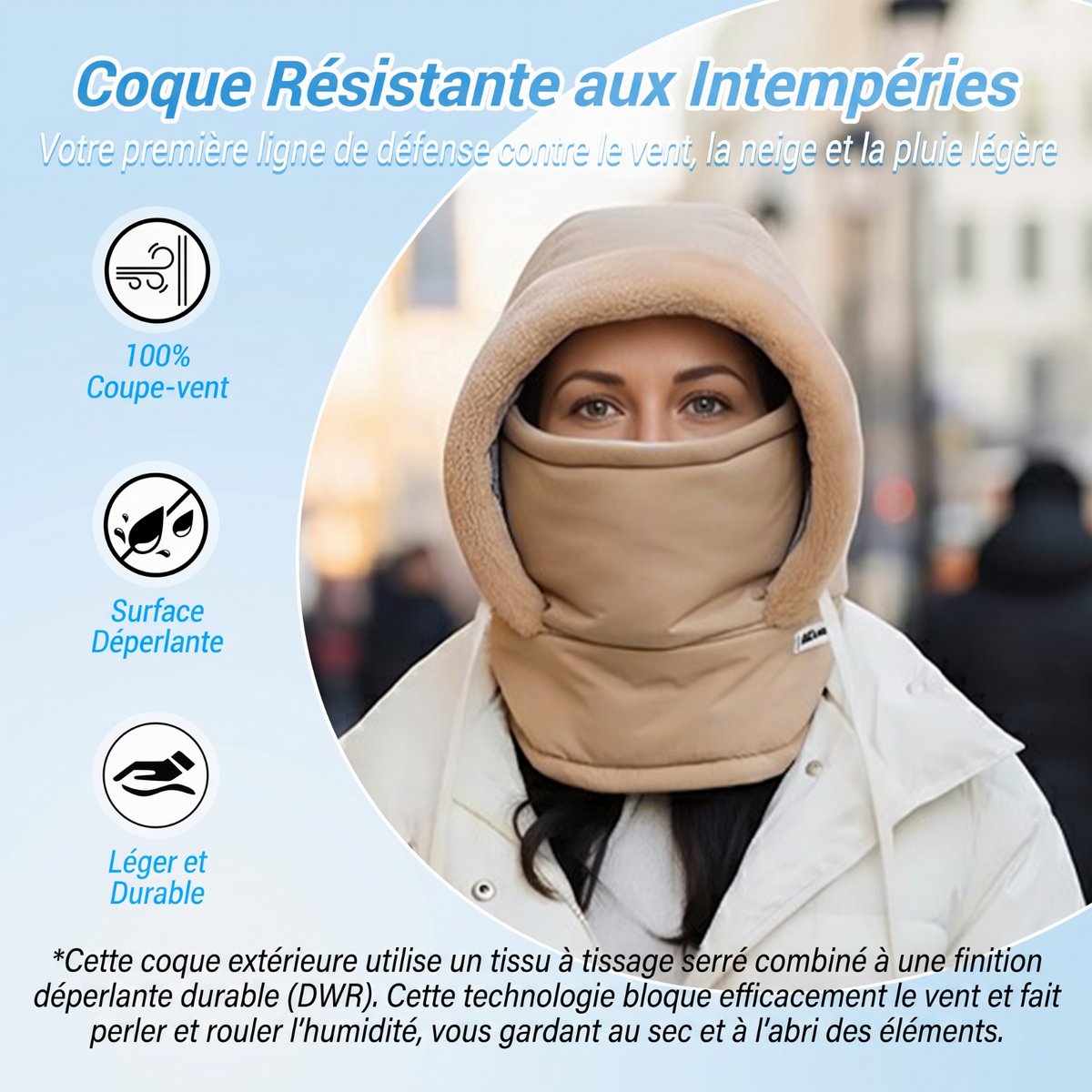 Bonnet thermique épaissi doublé de peluche avec masque facial
