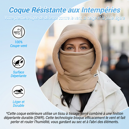 Bonnet thermique épaissi doublé de peluche avec masque facial
