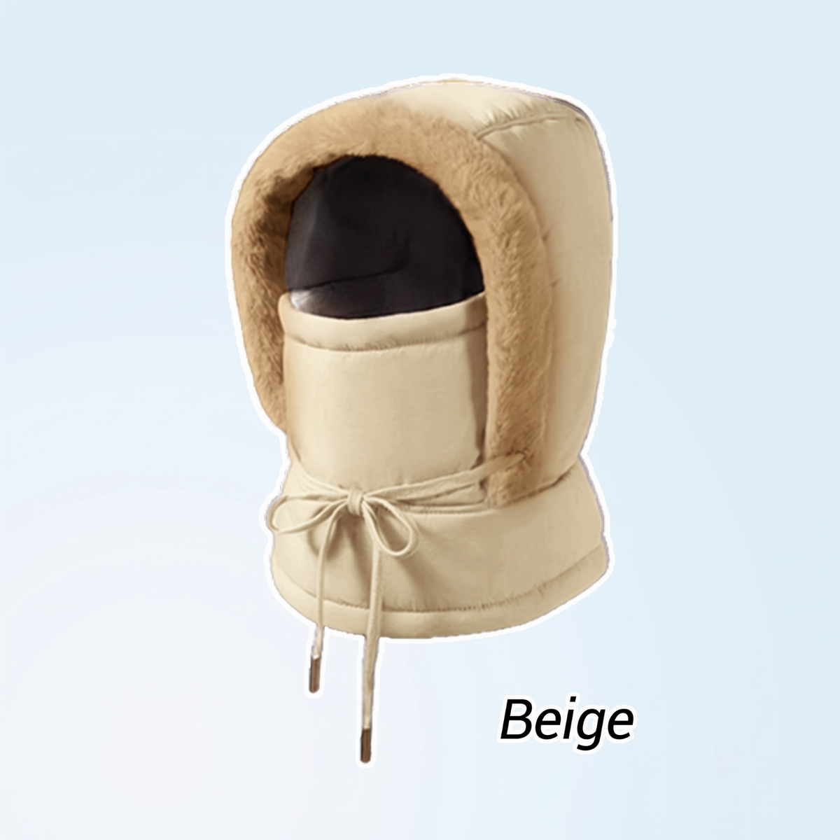 Bonnet thermique épaissi doublé de peluche avec masque facial