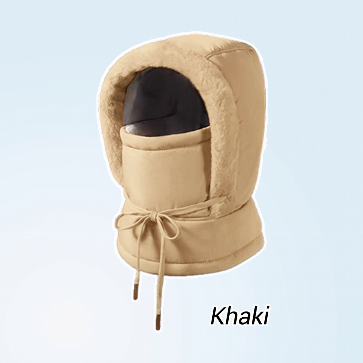 Bonnet thermique épaissi doublé de peluche avec masque facial