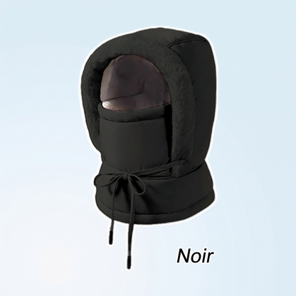 Bonnet thermique épaissi doublé de peluche avec masque facial