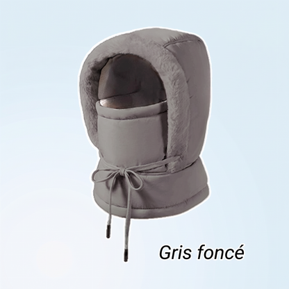 Bonnet thermique épaissi doublé de peluche avec masque facial
