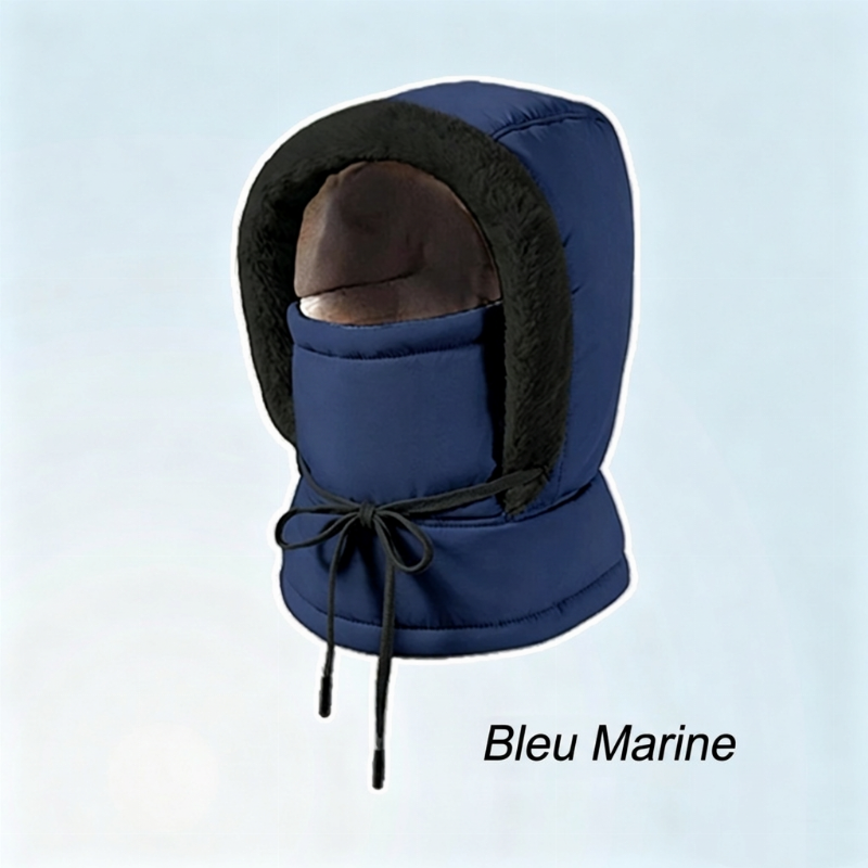 Bonnet thermique épaissi doublé de peluche avec masque facial