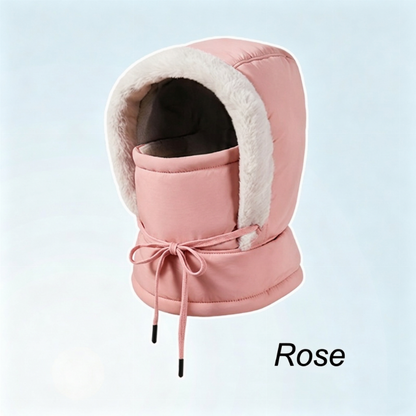 Bonnet thermique épaissi doublé de peluche avec masque facial