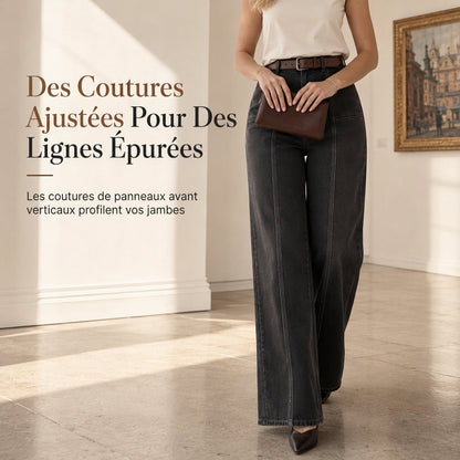 Pantalon en denim taille haute et jambe large pour femme