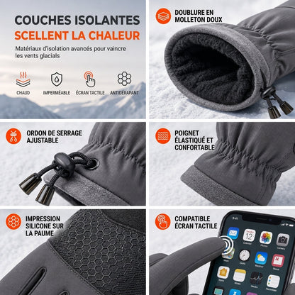 Gants thermiques d'hiver pour hommes et femmes, coupe-vent et résistant au froid, écran tactile antidérapants pour le cyclisme