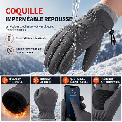 Gants thermiques d'hiver pour hommes et femmes, coupe-vent et résistant au froid, écran tactile antidérapants pour le cyclisme