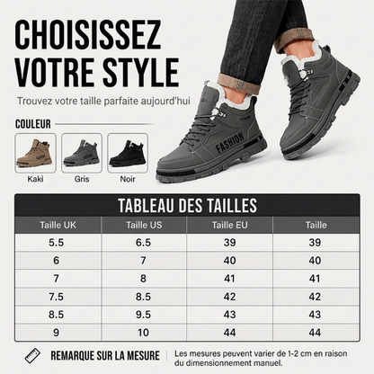 Bottes Martin chaudes à doublure molletonnée et antidérapantes pour homme