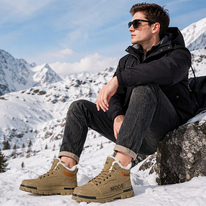 Bottes Martin chaudes à doublure molletonnée et antidérapantes pour homme