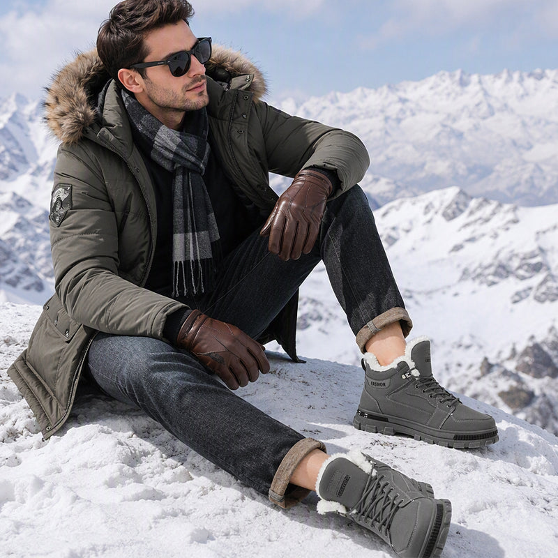 Bottes Martin chaudes à doublure molletonnée et antidérapantes pour homme