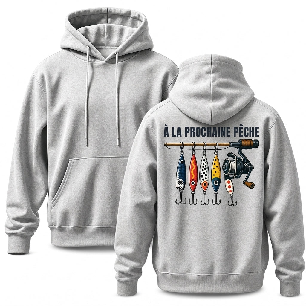 Sweat à capuche décontracté pour homme avec motif graphique de pêche rétro, coupe détendue, en molleton doux mélangé de coton, avec poches kangourou