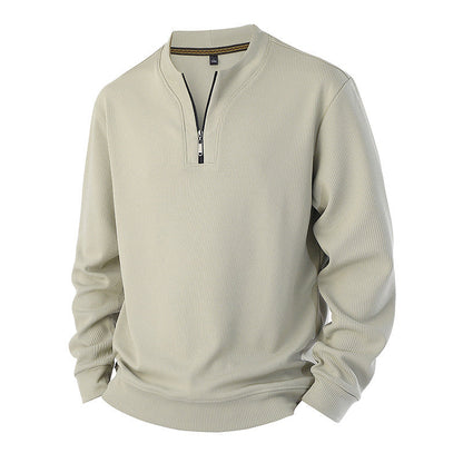 Sweat-shirt côtelé à demi-zip pour homme avec doublure chaude
