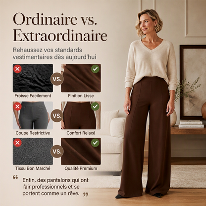 Pantalon large taille haute décontracté pour femmes