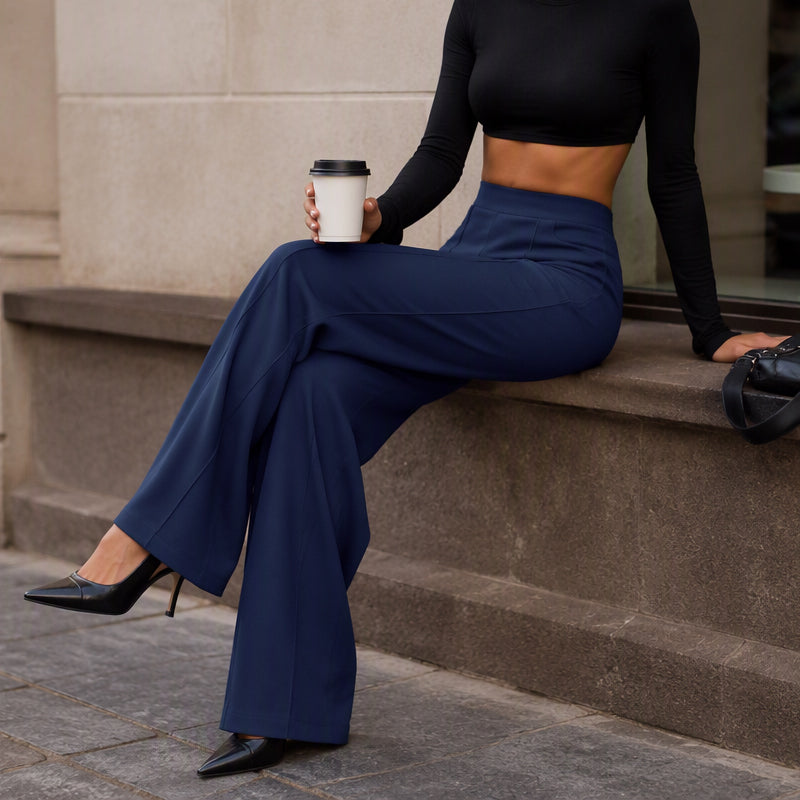 Pantalon large taille haute décontracté pour femmes