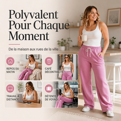 Pantalon de survêtement décontracté à taille haute et jambe large pour femmes