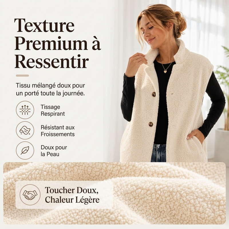 Gilet chaud décontracté en sherpa pour femme