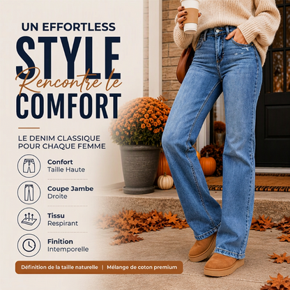 Jeans décontractés extensibles à taille haute pour femmes