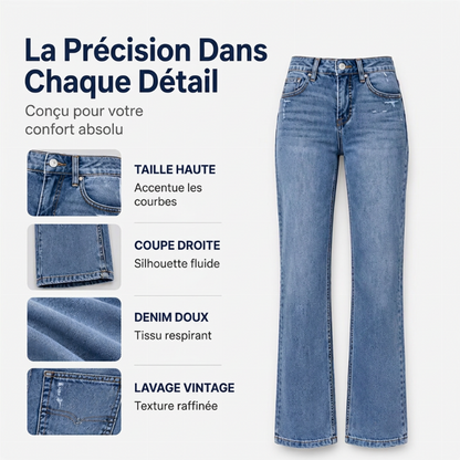 Jeans décontractés extensibles à taille haute pour femmes