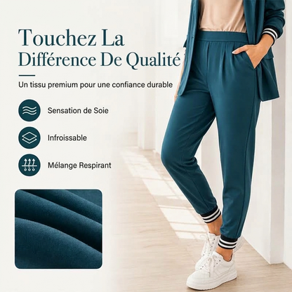 Ensemble blazer à boutonnage ouvert et pantalon pour femme