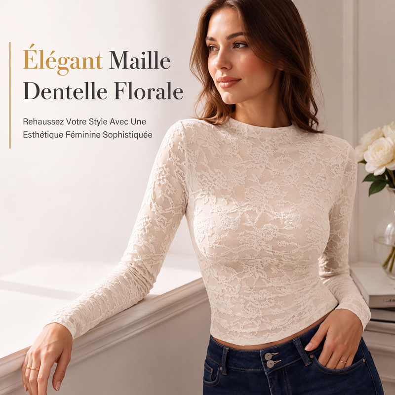 Chemise en dentelle élégante à manches longues pour femme