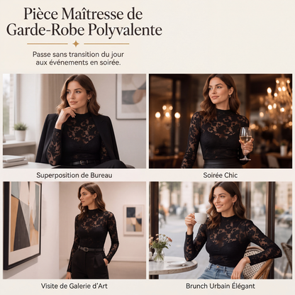 Chemise en dentelle élégante à manches longues pour femme