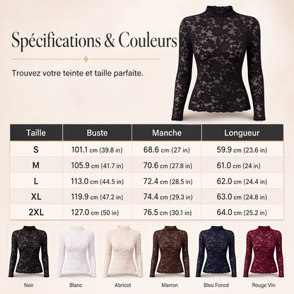 Chemise en dentelle élégante à manches longues pour femme