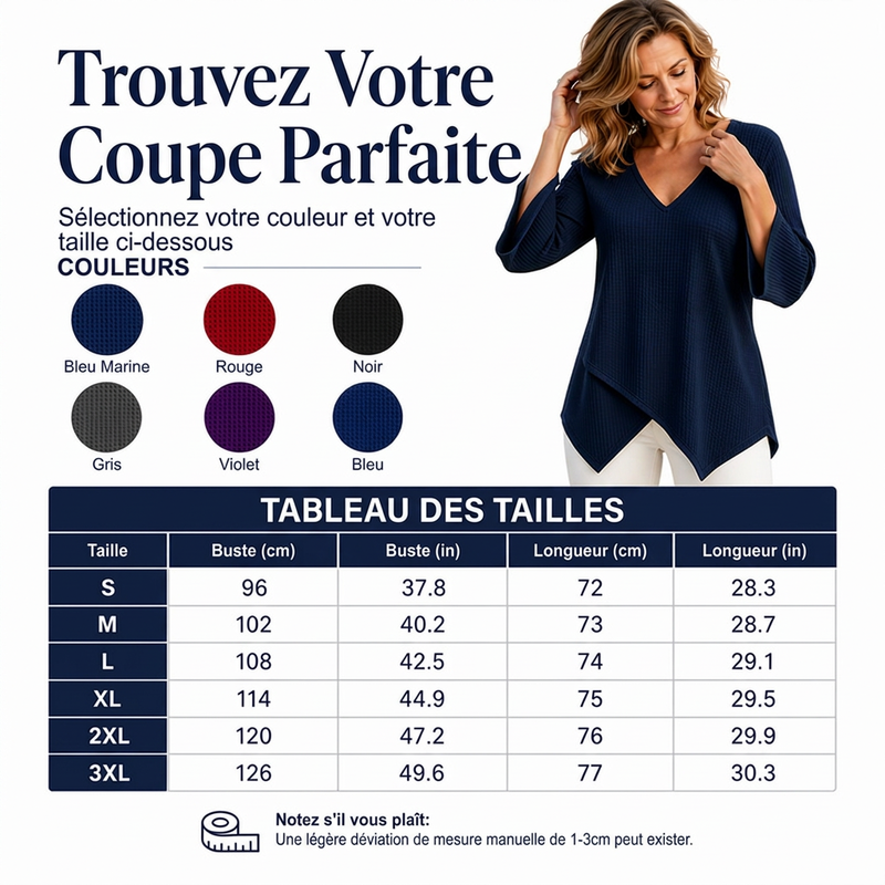 Haut femme ample en maille gauf à col V