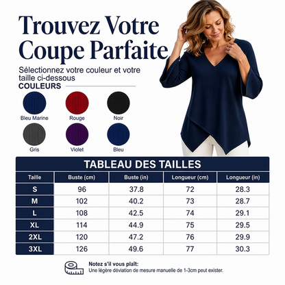 Haut femme ample en maille gauf à col V