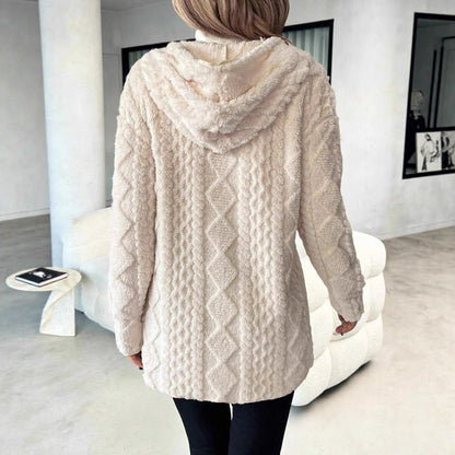 Veste décontractée à capuche en tissu douillet pour femme