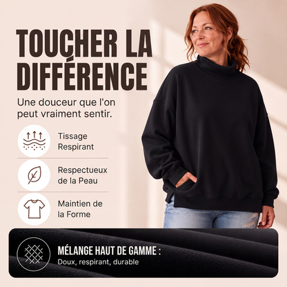 Sweatshirt décontracté à col simulé pour femme