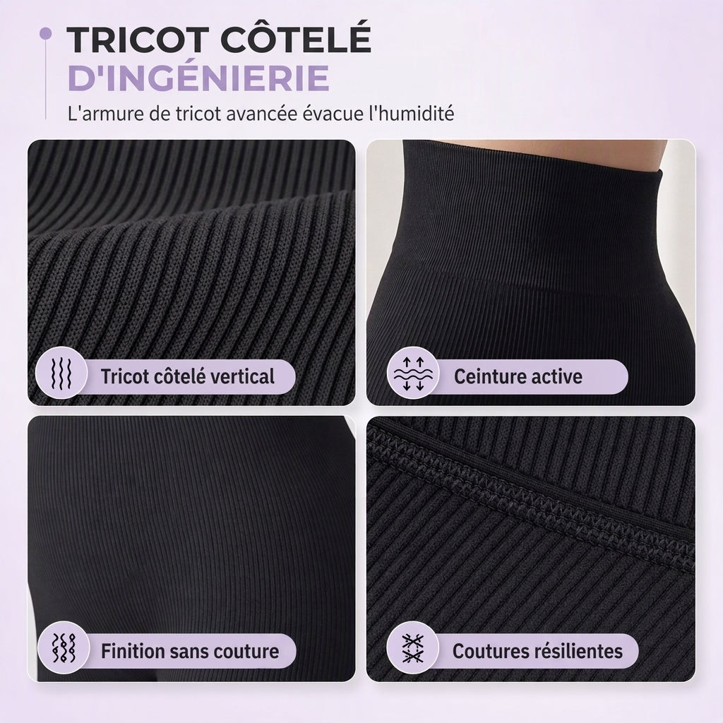 Pantalons de yoga côtelés sans couture taille haute, leggings de sport pour la salle de sport, collants athlétiques