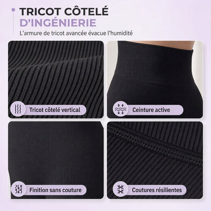 Pantalons de yoga côtelés sans couture taille haute, leggings de sport pour la salle de sport, collants athlétiques