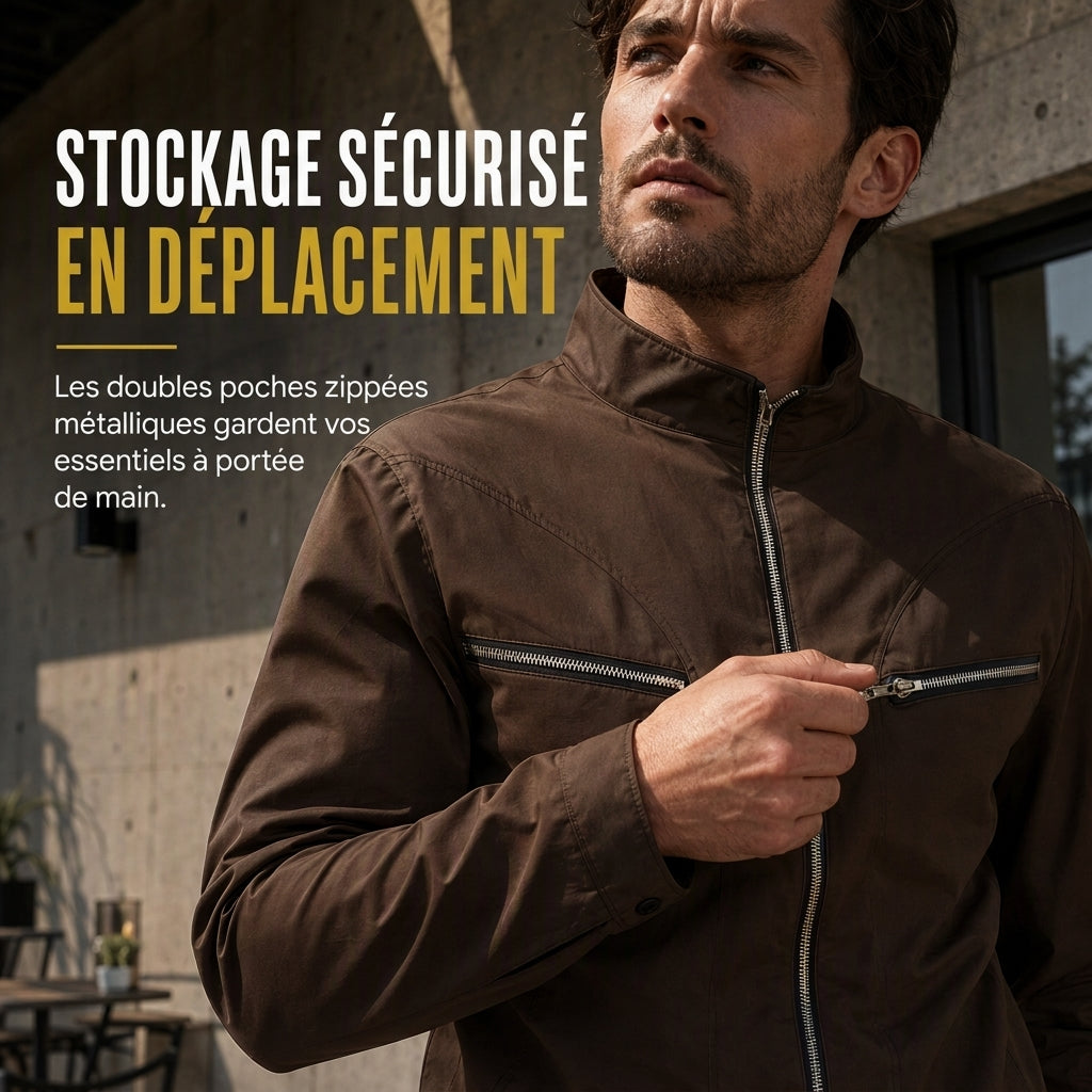 Veste de aviateur décontractée à col montant pour homme