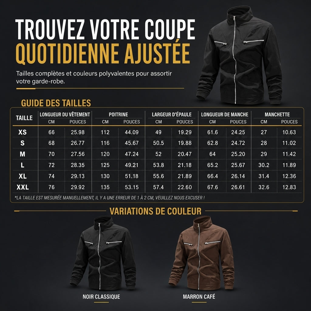 Veste de aviateur décontractée à col montant pour homme